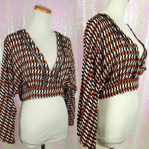 RETRO Geometric Crop Top Shirt